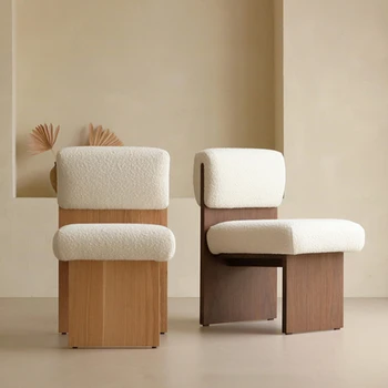 Blagovaona stolice od punog drveta u Skandinavskom stilu, Luksuzna osnovna naslon, Jednostavno stolica za šminkanje u spavaćoj sobi, Dizajn jednokrevetna kauč, namještaj Sillas WKDC