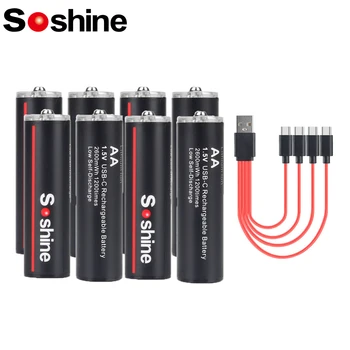 Soshine AA 2600mWh Punjive baterije 2A 1,5 V 2600mWh USB Litij baterija 1200 Ciklusa Niskog samopražnjenja Litij-ionska baterija