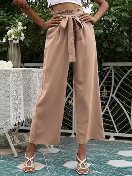 Ženske čvrste hlače spaljene od devet dijelova, Nova godina kardigan, slobodan široke hlače, nalik na džep s visokim strukom, sportske hlače u retro stilu