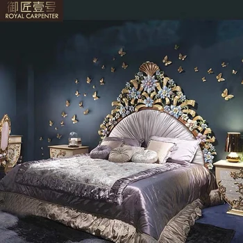 Luksuzna talijanska, europska krevet od punog drveta, glavna spavaća soba, bračni krevet 1,8 metara, francuski ležaj princeza 1,5 metar