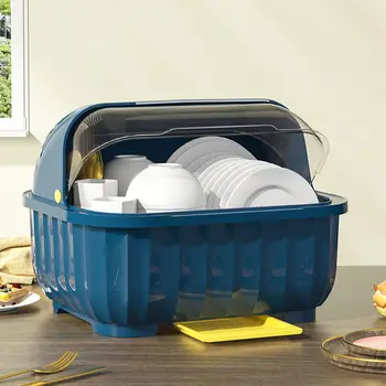 Kuhinjski dupli sloj kutija za spremanje posuđa, Plastični sušilica za posude s poklopcem, Višeslojni ormar, Police za pohranu posuđa