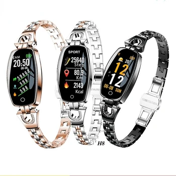 Kvalitetne ženske pametni sat H8, monitor pulsa, mjerenje krvnog tlaka, narukvica za fitness, ženski metalna narukvica, zlato