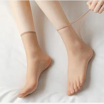 Tri Para čarapa s kristalima iste boje Za žene, ultra-tanki, bez traga zaglavi, нескользящие, s masažnim jedini, Kratke čarape-papuče