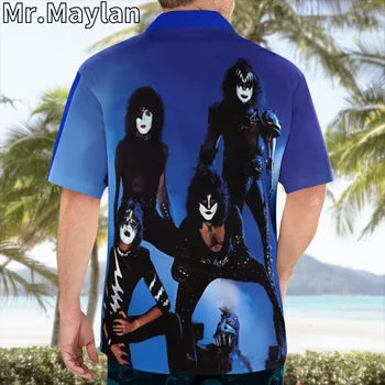 Majica sa 3D Ispis Rock Kiss Band, Havajski Košulja Ljetna Muška Košulja kratkih rukava, Muške Košulje 2023, Košulja Оверсайз 5XL, ženska košulja Homme-377