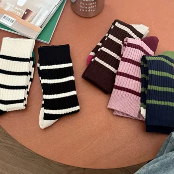 Debela prugasta korejski-japanski svakodnevne čarape srednje dužine za djecu, sportske čarape s riskirati za žene