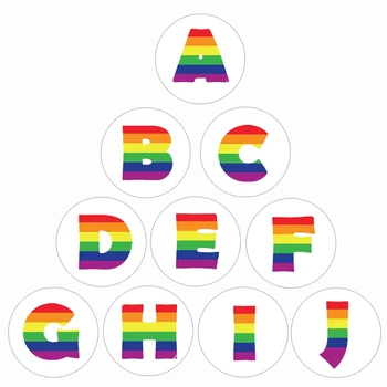 Rainbow zastava LGBT прайда 26 slova Engleske abecede 10шт 12 mm/16 mm/18 mm/20 mm/25 mm/30 mm Okrugli Stakleni Кабошон za fotografije, Demo s ravnim stražnjim dijelom