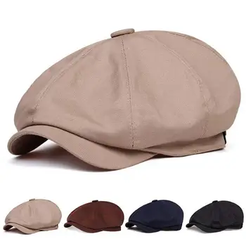 Zimska kapa vintage uzima Unisex, lagani pamuk šešir s загнутыми poljima za odrasle, Osmerokutni šešir