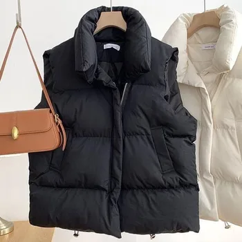Deeptown/ Jesensko-zimske Pero Prsluci, Ženska jakna bez rukava Vintage Korejski moderan Vanjski odjeća, Tople jakne, Svakodnevne kaput Оверсайз