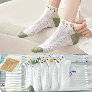 5 Parova svježe ženskih kratkih čarapa, Trendy Ljeto Jesen držači mrežaste udoban prozračna čarape, visoke kvalitete u stilu Kawai, Novi