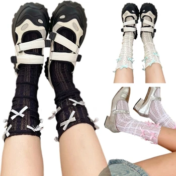 Ženske Duge čarape Čarape s lukom, Toplo čvrste čarape u кампусном stilu, Čarape za telad
