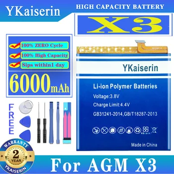 YKaiserin X 3 6000 mah Zamjenske baterije za AGM X3 Velikog kapaciteta Batterij Batteries + besplatni alati