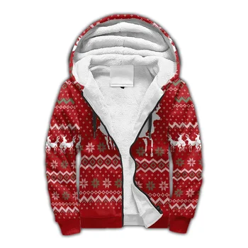 PLstar Cosmos Merry Christmas 3D ispis, Muška zimska debela majica na munje, sportski casual odijelo Unisex s kapuljačom, toplo runo jakna KD32