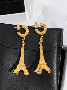 Naušnice s Eiffelovog Tornja, Delikatna metalne naušnice, neobične pribor, Luksuzni nakit Za žene