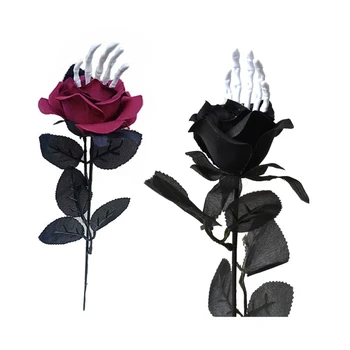 Umjetna Svila Cvijet Ruže Kost za Ruke na Noć vještica za Dekor Svadbene zurke W3JE