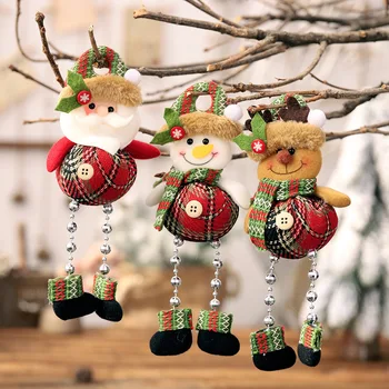 2023 Novi Božićni Privjesak Djed Mraz, Snjegović, Lutka s nogama od perli za dekoracije Božićnog drvca, Viseći nakit, dar za djecu