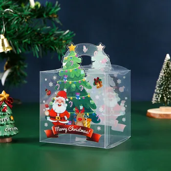 Velika kutija Darove na Badnjak s ručni Transparentan poklon kutija za bombone od PVC, Transparentna Paket za Božićne slatkiše, 20 kom Navidad 2024