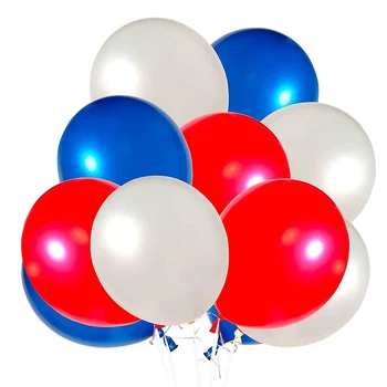 60 Komada crvenih, bijelih i plavih balona, 12-inčni latex baloni za stranke, savršen ukras za party, rođendan, za sve prigode
