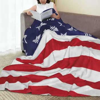 Фланелевое deka s патриотическим američkom Zastavom, Crvena, Bijela, plava, sa po cijeloj površini Zvijezde, super Topli Posteljinu za Trosjed, Deka za piknik, Novo