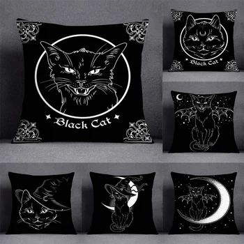 Dekorativna jastučnica s uzorkom serije Black cat, trg jastučnicu, ukras kućni ured