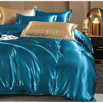 Deka WOSTAR Classic blue ice od satena par 2 osobe luksuzni set posteljine jednokrevetna dvokrevetna sa Francuskim king size poplun 220x240 cm