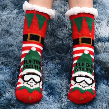 Ženske Božićne čarape-papuče, zimske tople neklizajući mekane čarape, Udobne kućne čarape