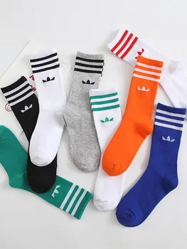 Trendi čarape na pruge s трилистником, sportsku obuću, čarape za skateboard, šarene čarape za posadu, pamučne čarape, svakodnevne čarape od čistog pamuka