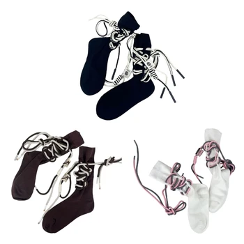 1 Par Moderan Stilski Čarape za djevojčice, Elegantan Čarape, Cool Dizajn čarape, čarape do Gležnja s рюшами i кружевным Uzicu, Izravna dostava