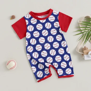 Svakodnevne tijelo za male dječake kratkih rukava i okruglog izreza, baseball kombinezon sa po cijeloj površini, ljetna odjeća