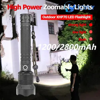 Prijenosni Led svjetiljka XHP70 3 načina 2000LM Torch Light USB Punjiva IPX4 Vodootporan Super Svijetla Vanjska rasvjeta za kampiranje