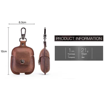 Starinski luksuzni mini torbicu od bičevati, bežični torbica za slušalice airpods 2, retro-bolt, male torbe za muškarce i za žene, svakodnevne