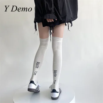 Y Demo Vanjska Odjeća, Fine Mrežaste Elastične Ženske Čarape Iznad Koljena Sa Slovima