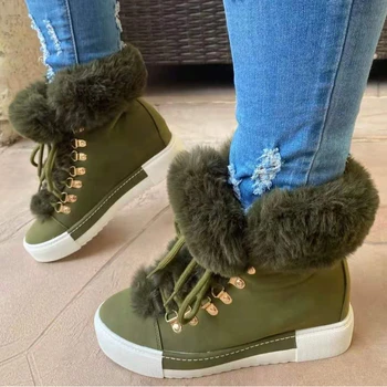 Ženske Zimske cipele na меху, Udoban Pamuk cipele Veličine čipka-up, Običan lagane cipele ravnim cipelama, Botas De Invierno Mujer