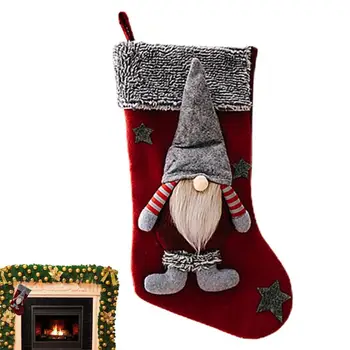 3D Božićni Čarapa iz войлочной tkiva, ukrasne čarape s 3D Гномом, ukras za Zurke, dekor, za Višekratnu upotrebu, моющийся Za Svečane Božić