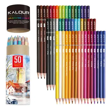 Set bojica 50 kom., profesionalnu umjetnost, ručno oslikane grafitima, uljne boje olovke, školski pribor za crtanje