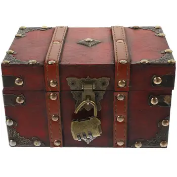 Kutija za čuvanje Blaga, Drveni Pirate Vintage Nakit, Drvene dekoracije, Dječja Trezor, Suvenir, Ukrasni Rokovnik, Kontejneri za prtljažnika