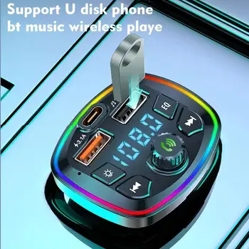 Auto handsfree Bluetooth-kompatibilni komplet za Automobil 5.0 FM odašiljača 2USB Brzi Punjač MP3 Modulator Player Аудиоприемник Auto Punjač