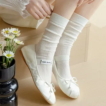 Čarape Ženske Ravnici Jednostavne Otvorene Udoban Prozračna Mrežaste Čarape JK Univerzalne Čarape s Nap Pamučne Čarape 1B113