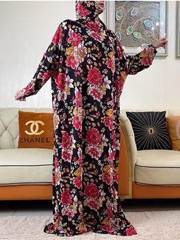 Nova muslimanska ženska Абайя s cvjetnim ispis u Ramazan, Odjeća za Molitvu, Muslimansko haljinu s kapuljačom, Islamsko haljina Velike Veličine, Duge haljine iz Saudijske Afrike