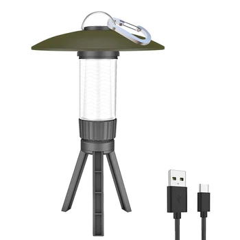 Prijenosna Svjetiljka za kampiranje Type-C, USB, Punjiva led radna lampa IPX4, vodootporan, sa карабином, multifunkcionalni lampa za šatore