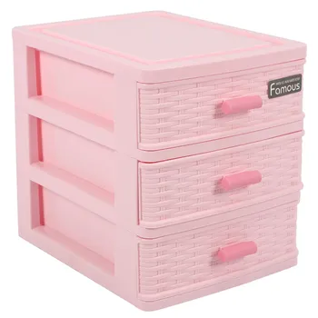 Plastična kutija ladica za pohranu nakit s 3 uredima ružičaste boje